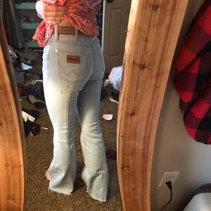 Light wash wrangler bell bottoms